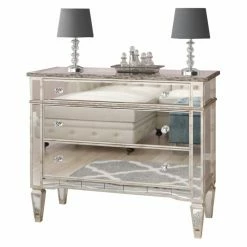 Coupon 🎉 Fully Assembled Accent Cabinets & Decorative Chests C2A Drubin 3 Drawers Mirrored 👗 Dresser/Accent Chest 🎁