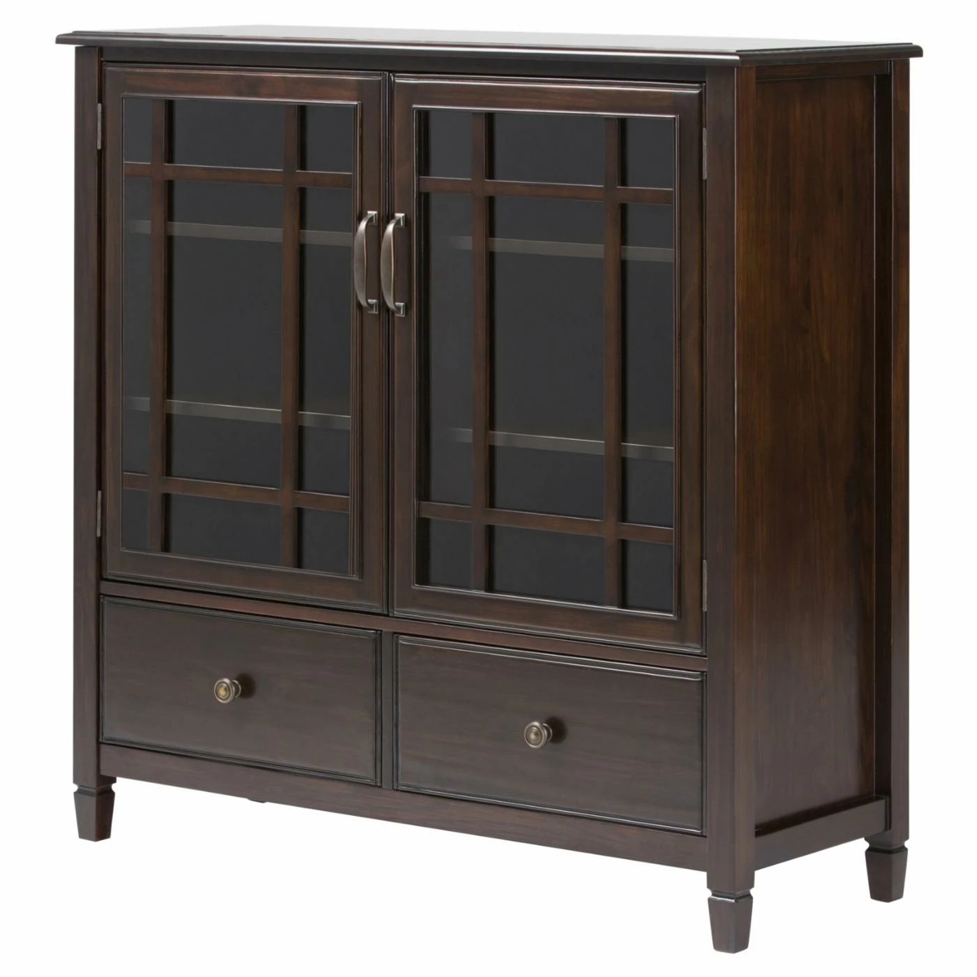 Buy π Brooklyn & Max Assembly Required Accent Cabinets & Decorative Chests Brooklyn + Max Somerset Pine Wood Glass Door Storage Cabinet With 2 Drawers π