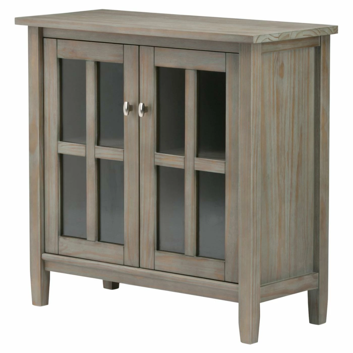Best Sale 🔔 Assembly Required Accent Cabinets & Decorative Chests HN Home Murray Coastal Pine Wood Glass Door Storage Cabinet 🤩