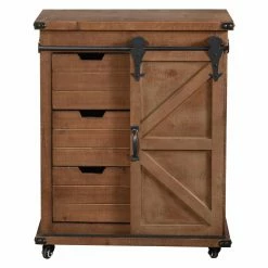 Best deal ⭐ Assembly Required Accent Cabinets & Decorative Chests StyleCraft Presley Barn Door Three Drawer Accent Cabinet ❤️