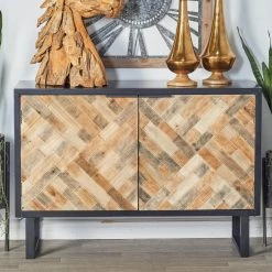 Best reviews of 😍 Fully Assembled Accent Cabinets & Decorative Chests DecMode Modern Wood And Iron 2 Door Weave-Style Cabinet 🛒