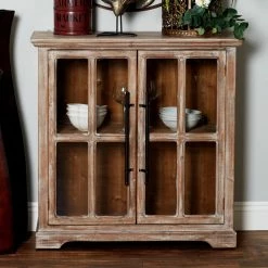 Flash Sale 😍 Fully Assembled Accent Cabinets & Decorative Chests DecMode Traditional 2 Door Wooden Rectangular Cabinet ⭐