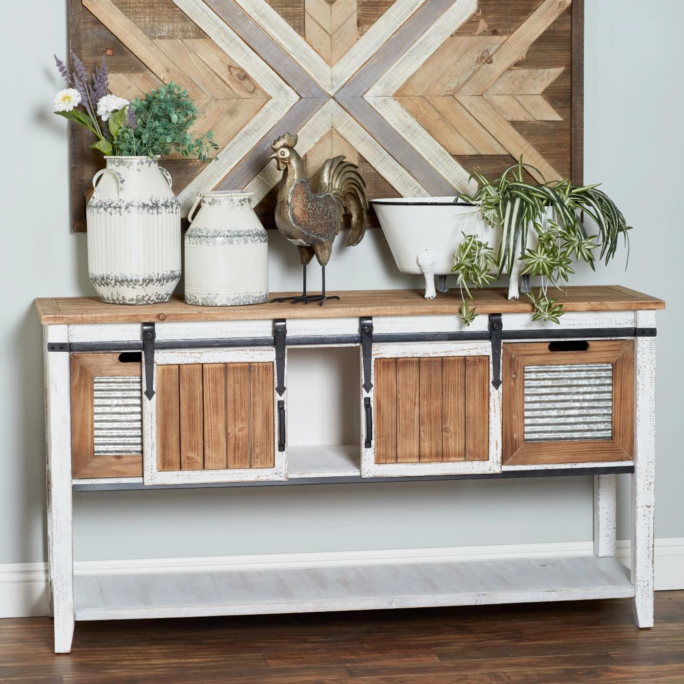 Flash Sale π Fully Assembled Accent Cabinets & Decorative Chests DecMode Traditional Louvered And Slatted Wood And Iron Console Cabinet π―