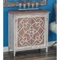 Budget ✔️ Fully Assembled Accent Cabinets & Decorative Chests DecMode Lattice Farmhouse 2 Door Decorative Chest ⌛