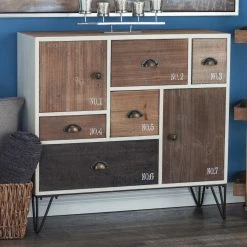Flash Sale 🥰 Assembly Required Accent Cabinets & Decorative Chests DecMode 7-Drawer Stencil-Marked Wooden Cabinet 🎉