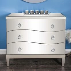 Best Sale 😀 Fully Assembled Accent Cabinets & Decorative Chests DecMode Sophisticated Mirror Rectangular Chest 🎁