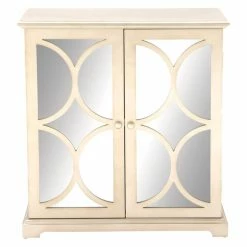 Outlet 🧨 Fully Assembled Accent Cabinets & Decorative Chests DecMode Half Circle Design Cabinet ⌛