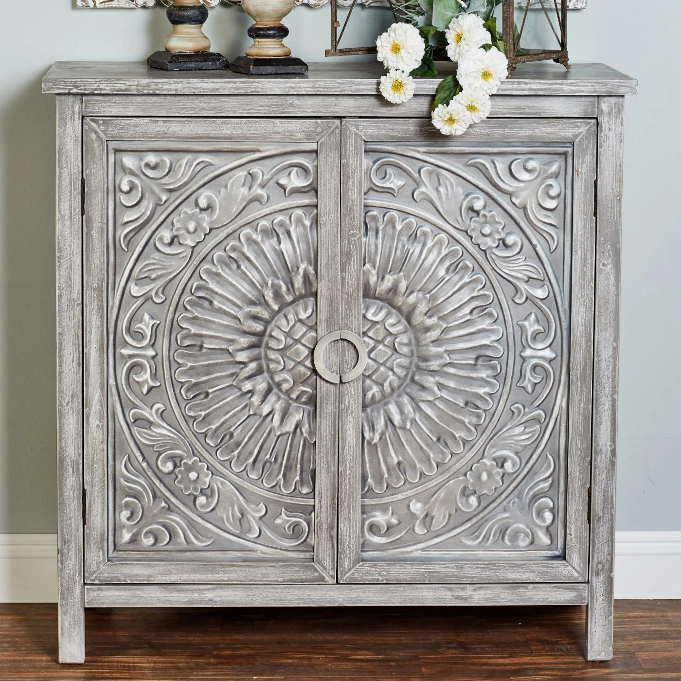 Coupon ๐ Fully Assembled Accent Cabinets & Decorative Chests DecMode Traditional Carved Design 2 Door Wooden Cabinet โ๏ธ