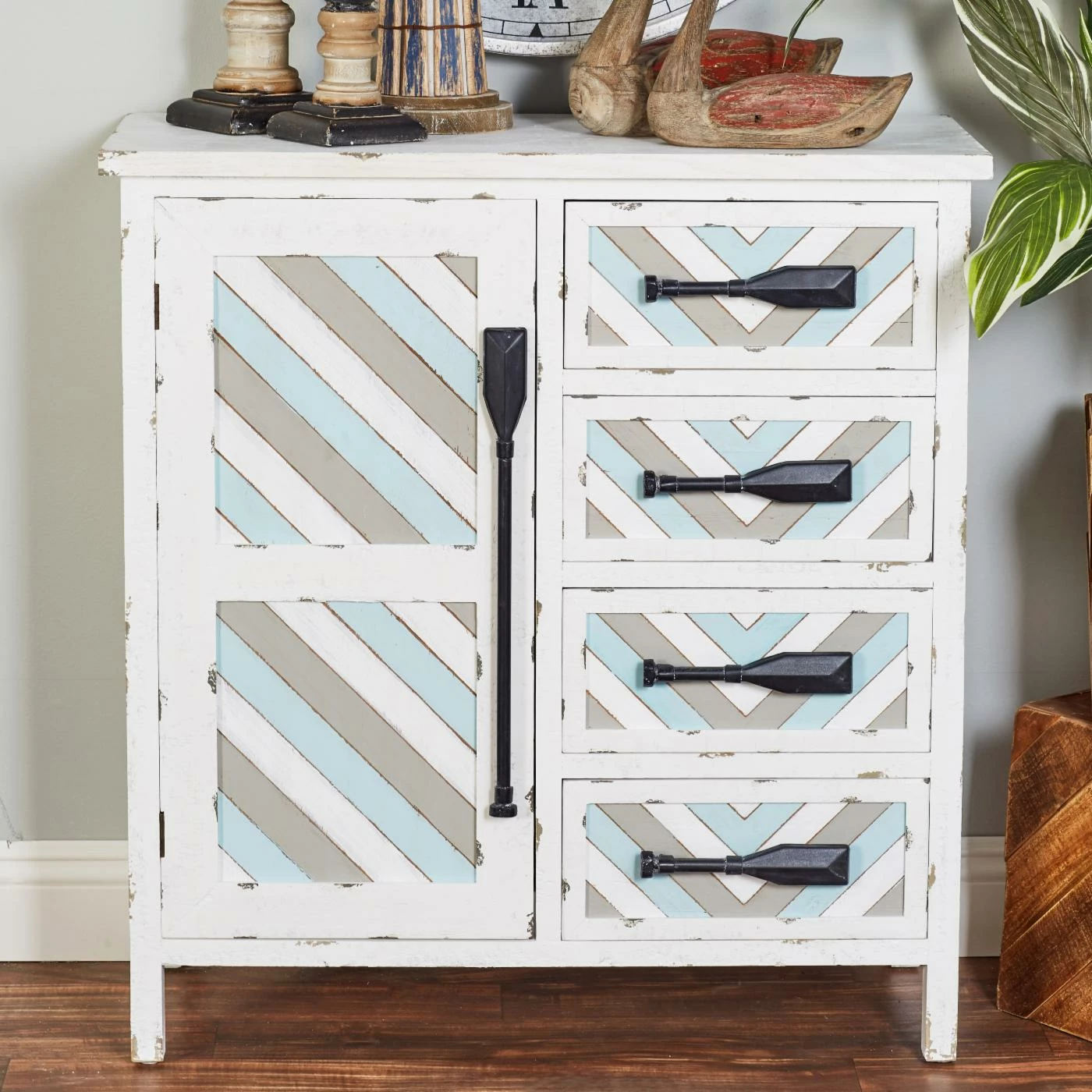 Flash Sale ✨ Fully Assembled Accent Cabinets & Decorative Chests DecMode Coastal Wooden Chest With Oar Handles ⌛