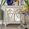 Discount 🌟 Fully Assembled Accent Cabinets & Decorative Chests DecMode Modern 2 Door Wood And Mirror Carved Filigree Cabinet ⌛