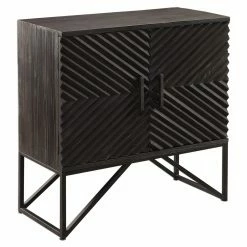 New ๐ Some Assembly Required Accent Cabinets & Decorative Chests HN Home Grafton Modern Farmhouse Ebony Accent Cabinet ๐