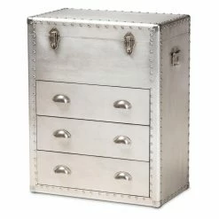 Budget 😉 Fully Assembled Accent Cabinets & Decorative Chests Baxton Studio Serge French Industrial 3 Drawer Accent Storage Cabinet 👍