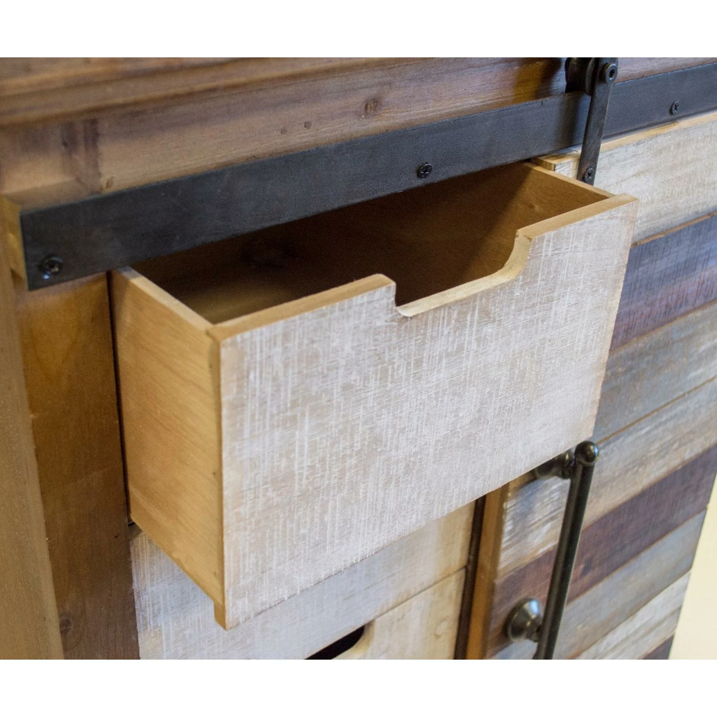 Best Pirce 𧨠Wood Accent Cabinets & Decorative Chests OS Home And Office Furniture Home Rustic Farm House, Antique Barn Door, Multi Color Wood Pantry With Four Drawers And Two Shelves π€© - Image 4