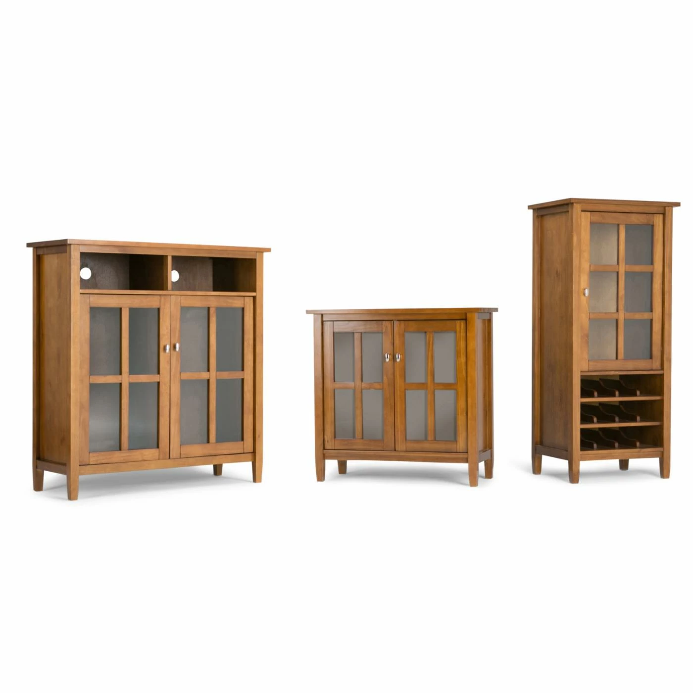 Best Sale 🔔 Assembly Required Accent Cabinets & Decorative Chests HN Home Murray Coastal Pine Wood Glass Door Storage Cabinet 🤩 - Image 5