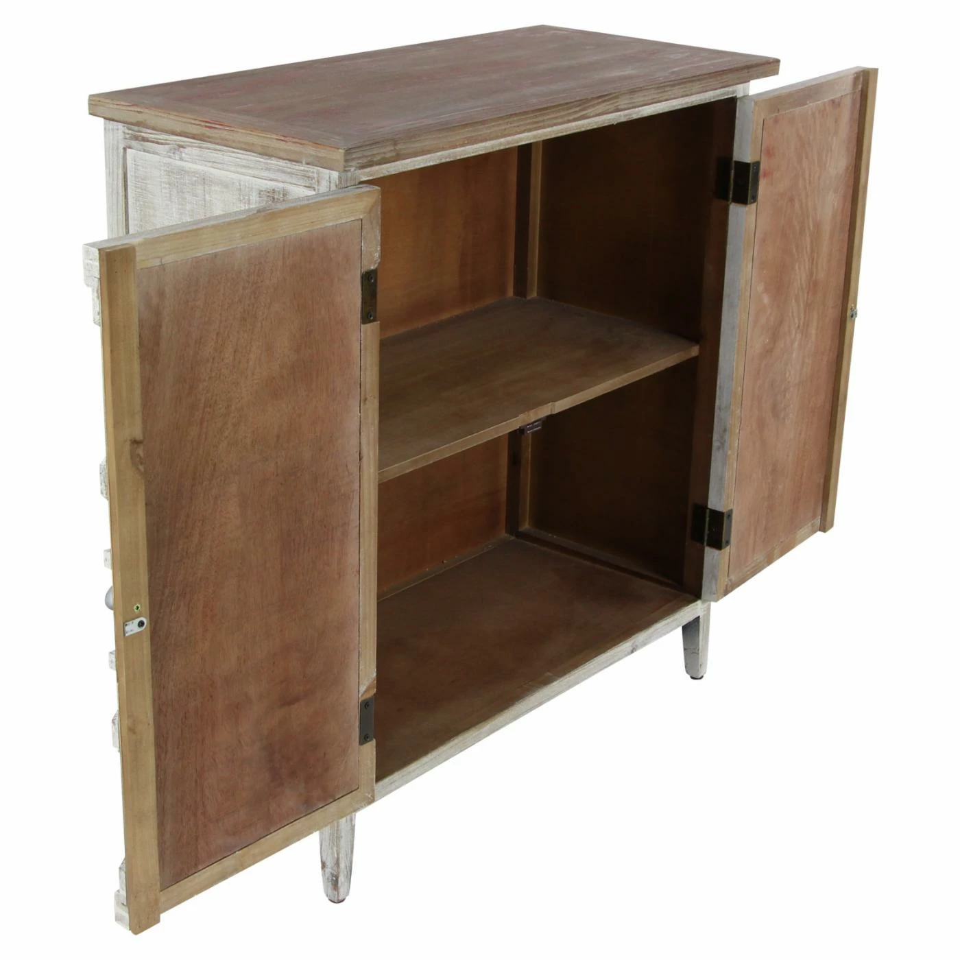 Budget ✔️ Fully Assembled Accent Cabinets & Decorative Chests DecMode Lattice Farmhouse 2 Door Decorative Chest ⌛ - Image 5